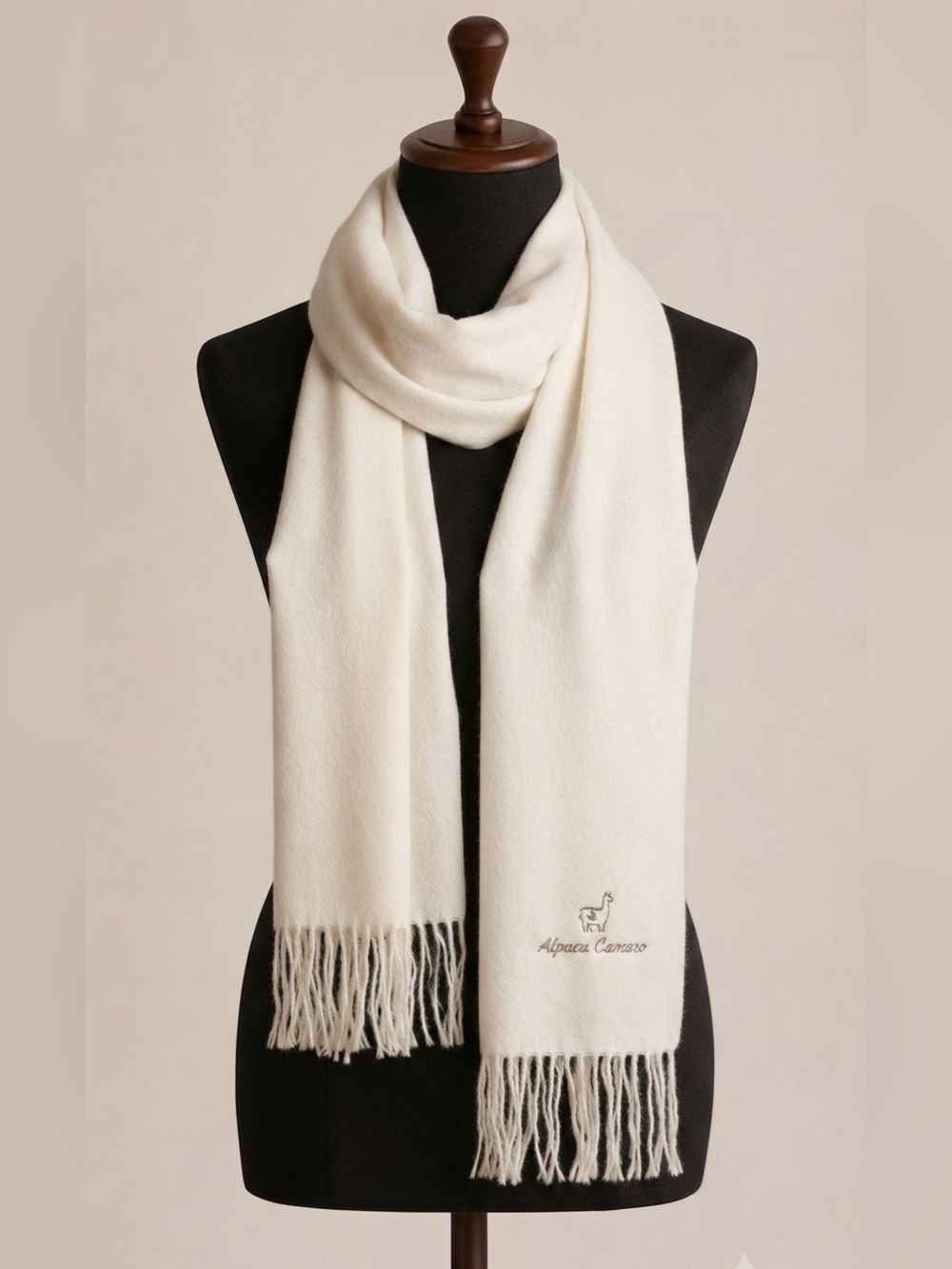 Alpaca Camaro Off-White Fringe Scarf